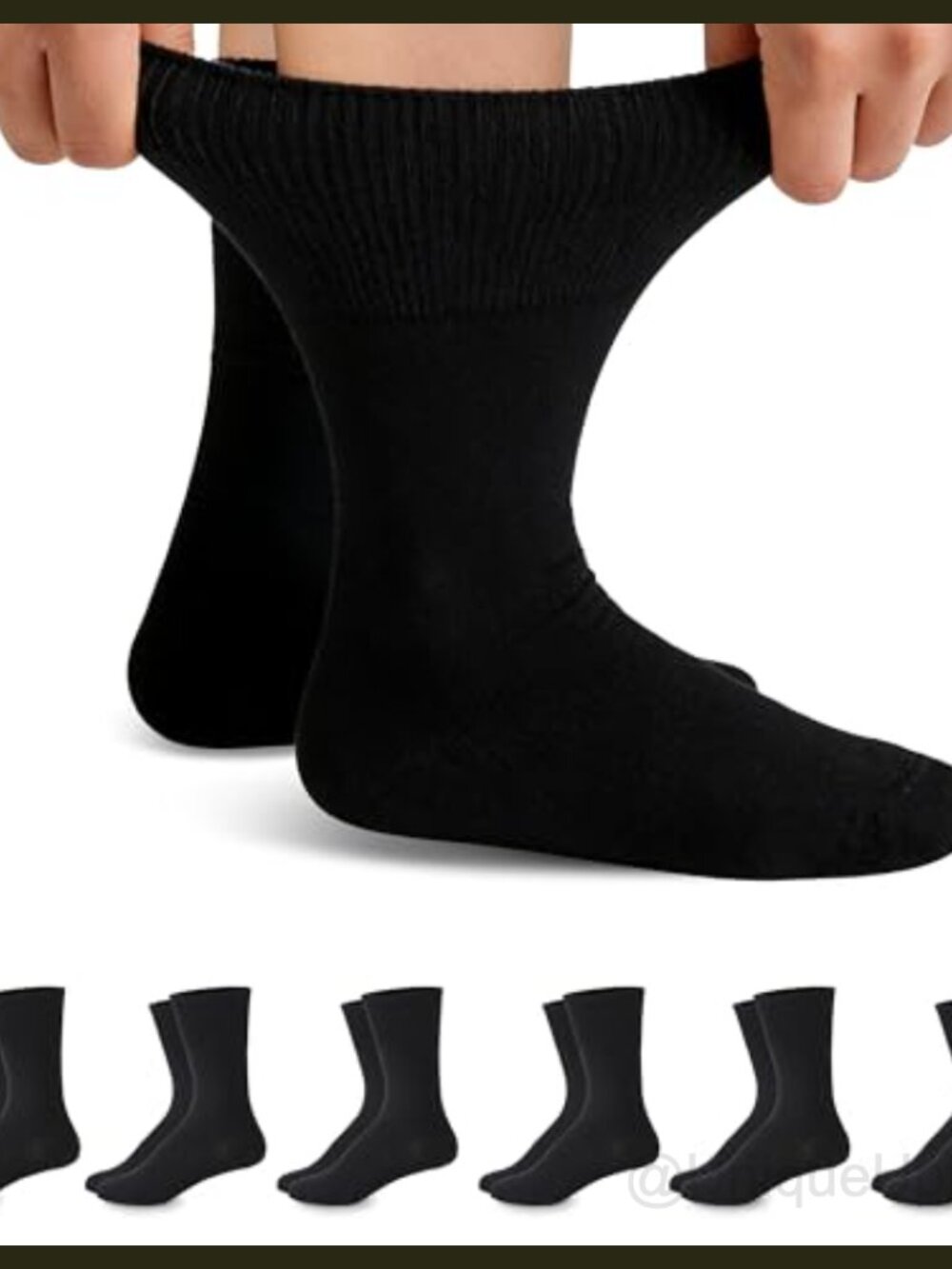 Diabetic Loose Top Crew Socks 6-Pair Cotton Men Women